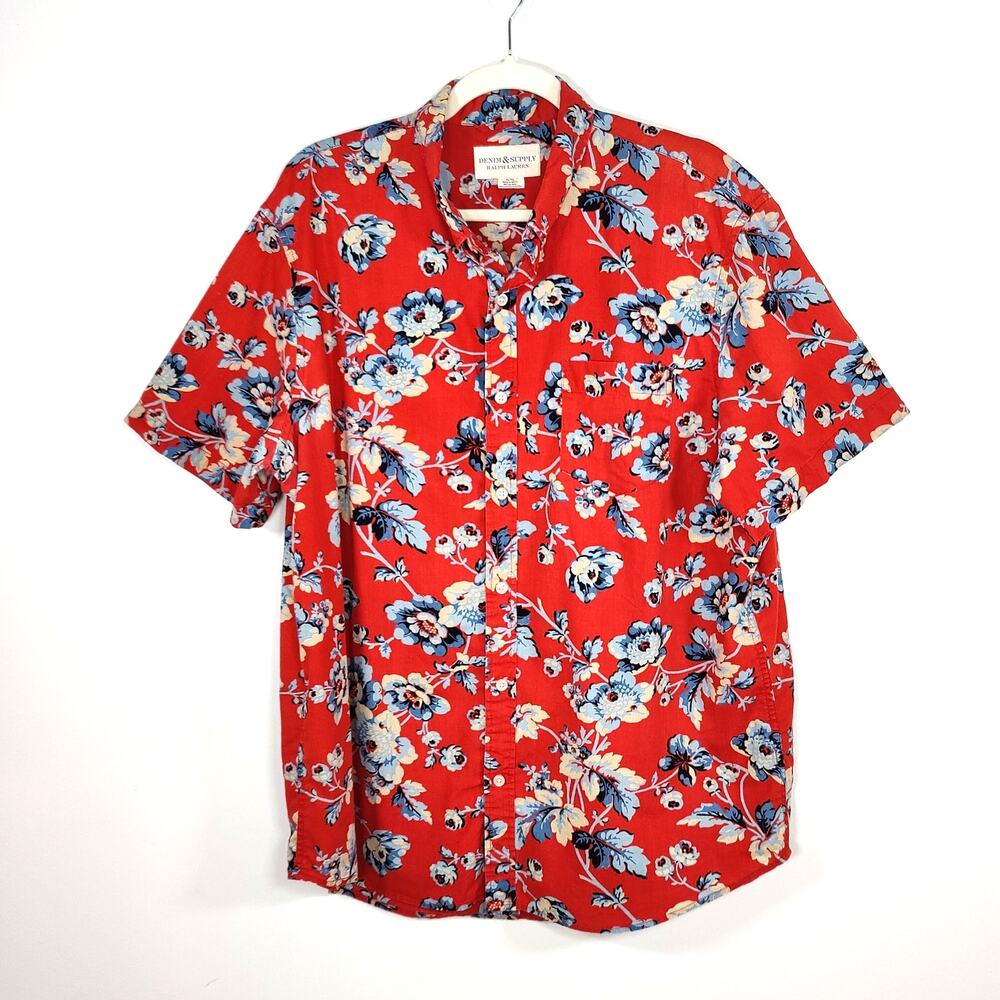 Denim & Supply Ralph Lauren Cotton Floral Button Up Shirt XL Vacation Resort Men
